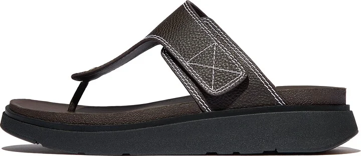 FitFlop GEN-FF Stitch-Detail Tumbled-Leather Toe-Post Sandals