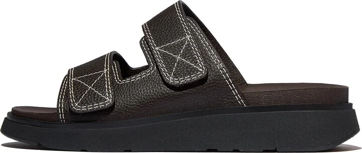 FitFlop GEN-FF Stitch-Detail Two-Bar Tumbled-Leather Slides