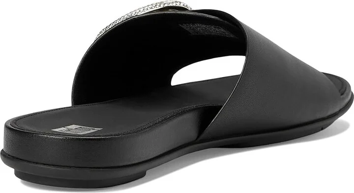 FitFlop Gracie Crystal Maxi-Buckle Leather Slides Women's Sandals Black : 6 M (B) - Image 4