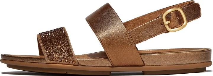 FitFlop GRACIE Crystal-Mix Leather Back-Strap Sandals Leather Crystal Covered Microfibre