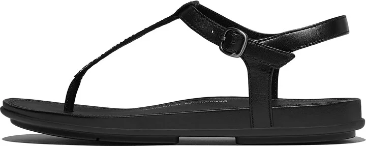 FitFlop GRACIE Crystal-Mix Leather T-Bar Sandals Leather Crystal Covered Microfibre
