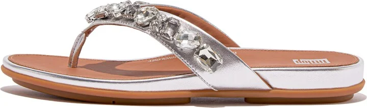 FitFlop GRACIE Jewel-Deluxe Metallic-Leather Flip-Flops