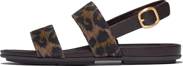 FitFlop GRACIE Leopard Suede Back-Strap Sandals Leather