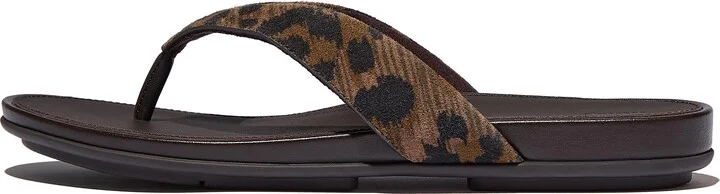 FitFlop GRACIE Leopard Suede Flip-Flops Leather
