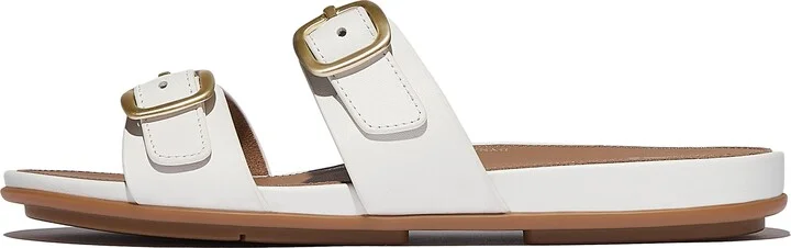 FitFlop GRACIE Matt-Buckle Two-Bar Leather Slides