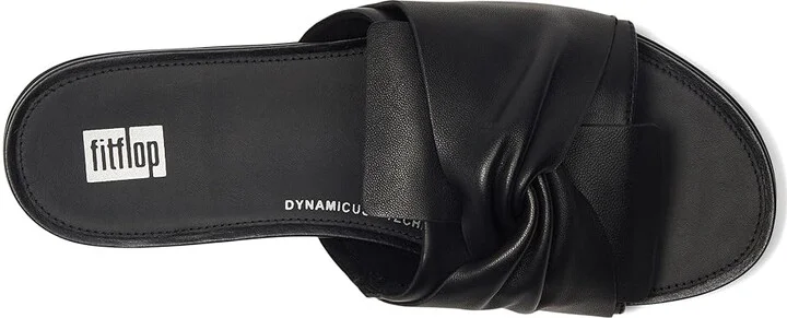 FitFlop Gracie Soft-Twist Leather Slides Women's Wedge Shoes All Black : 5 M (B) - Image 2