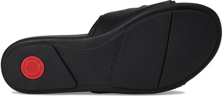 FitFlop Gracie Soft-Twist Leather Slides Women's Wedge Shoes All Black : 5 M (B) - Image 3
