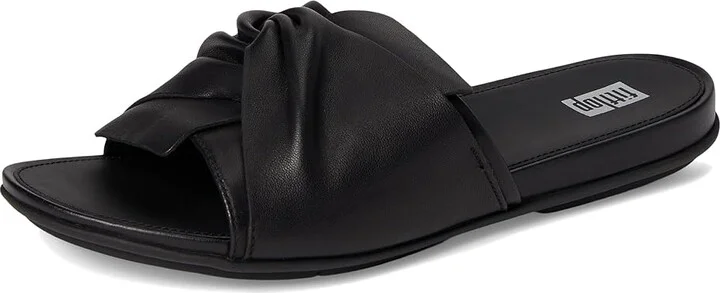 FitFlop Gracie Soft-Twist Leather Slides Women's Wedge Shoes All Black : 5 M (B) - Image 5