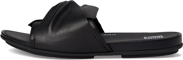 FitFlop Gracie Soft-Twist Leather Slides Women's Wedge Shoes All Black : 5 M (B) - Image 6
