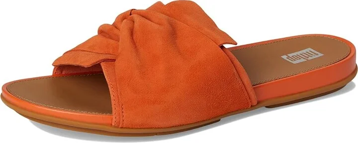 FitFlop Gracie Soft-Twist Suede Slides Women's Wedge Shoes Satsuma : 8 M (B), Rubber/Suede - Image 5
