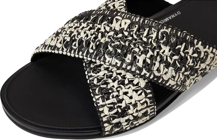FitFlop Gracie Woven Cross Slides Women's Shoes Black/Ivory Mix : 6 M (B), Leather - Image 7