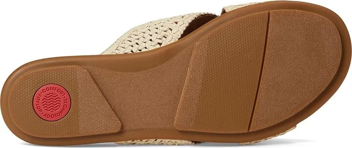 FitFlop Gracie Woven Cross Slides Women's Shoes Deep Tan/Ivory : 8 M (B), Leather - Image 3