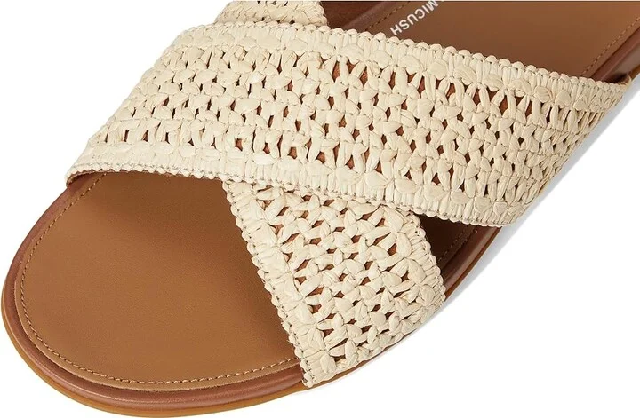 FitFlop Gracie Woven Cross Slides Women's Shoes Deep Tan/Ivory : 8 M (B), Leather - Image 7