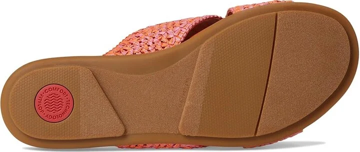 FitFlop Gracie Woven Cross Slides Women's Shoes Satsuma/Pinkperfect Mix : 5 M (B), Leather - Image 3