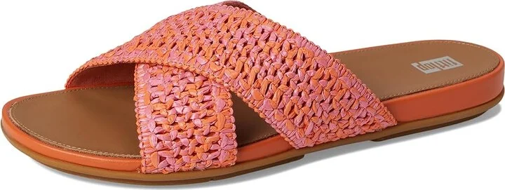 FitFlop Gracie Woven Cross Slides Women's Shoes Satsuma/Pinkperfect Mix : 5 M (B), Leather - Image 5