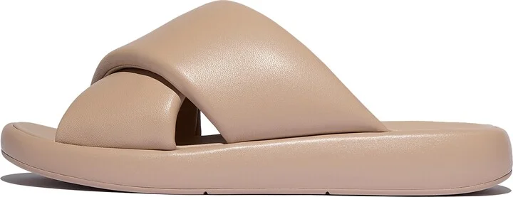 FitFlop IQUSHION D-Luxe Padded Leather Cross Slides