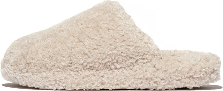 FitFlop IQUSHION D-LUXE Padded Teddy Slipper Mules Fleece Polyester