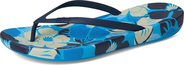 FitFlop Iqushion Flowerz Ergonomic Flip-Flops Women's Wedge Shoes Bondi Blue Mix : 5 M (B), Rubber - Image 5
