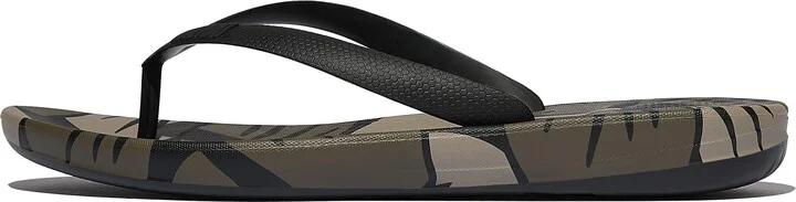 FitFlop IQUSHION Leaf-Print Ergonomic Flip-Flops Pu
