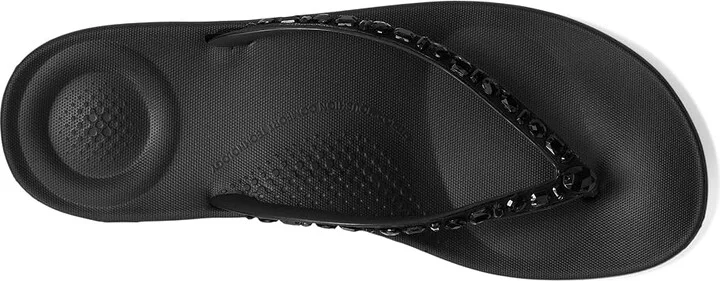 FitFlop Iqushion Multi-Crystal Ergonomic Flip-Flops Women's Wedge Shoes All Black : 5 M (B), Rubber - Image 2