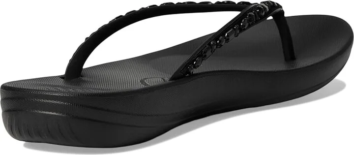 FitFlop Iqushion Multi-Crystal Ergonomic Flip-Flops Women's Wedge Shoes All Black : 5 M (B), Rubber - Image 4