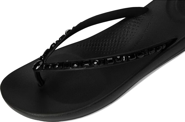 FitFlop Iqushion Multi-Crystal Ergonomic Flip-Flops Women's Wedge Shoes All Black : 5 M (B), Rubber - Image 7