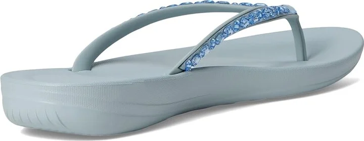 FitFlop Iqushion Multi-Crystal Ergonomic Flip-Flops Women's Wedge Shoes Quiet Blue : 7 M (B), Rubber - Image 4