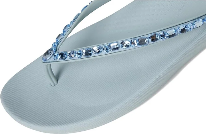 FitFlop Iqushion Multi-Crystal Ergonomic Flip-Flops Women's Wedge Shoes Quiet Blue : 7 M (B), Rubber - Image 7