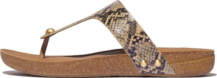FitFlop IQUSHION Snake-Embossed Leather Toe-Post Sandals