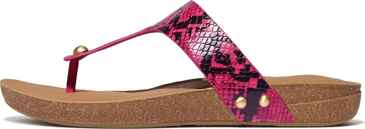FitFlop IQUSHION Snake-Embossed Leather Toe-Post Sandals