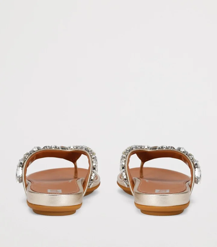 FitFlop Leather Embellished Gracie Flip Flops - Image 2