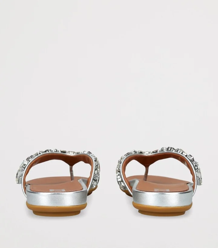 FitFlop Leather Embellished Gracie Flip Flops - Image 2
