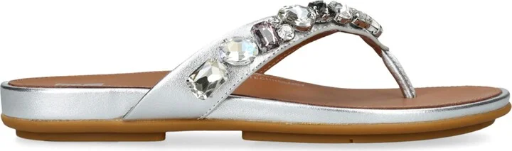 FitFlop Leather Embellished Gracie Flip Flops
