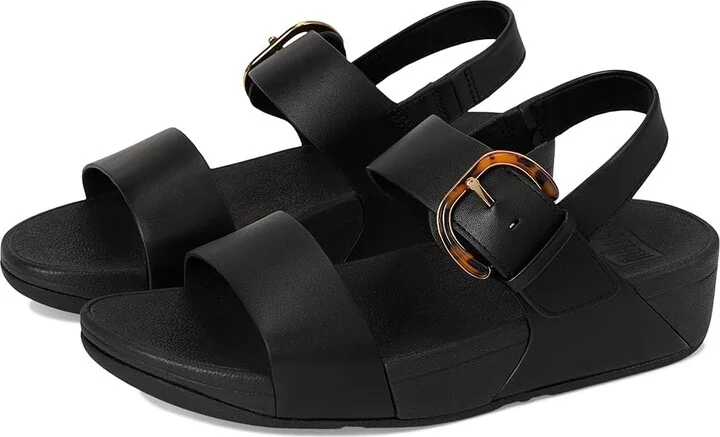 FitFlop LULU Adjustable Leather Back-Strap Sandals Women's Wedge Shoes All Black : 7 M (B)