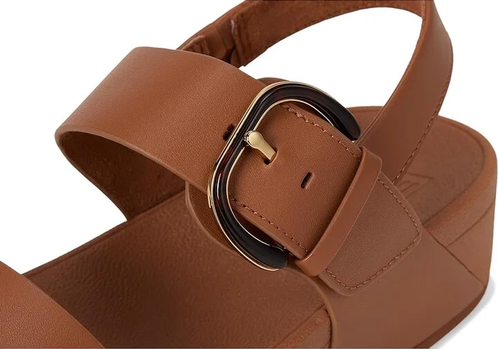 FitFlop LULU Adjustable Leather Back-Strap Sandals Women's Wedge Shoes Deep Tan : 6 M (B) - Image 7