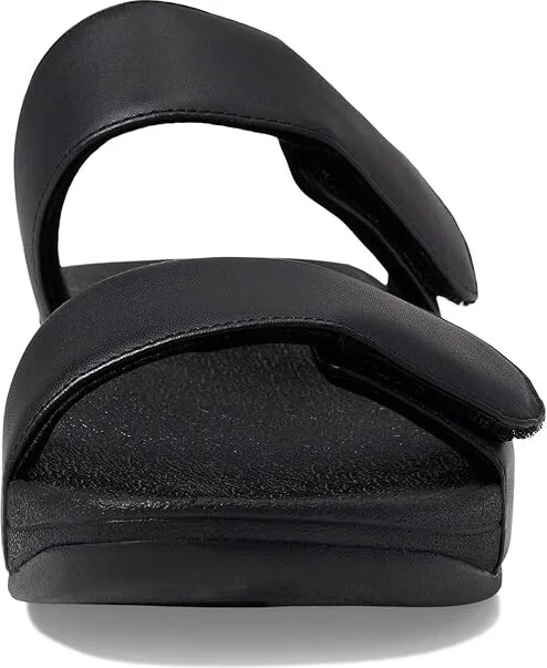 FitFlop Lulu Adjustable Leather Slides Women's Shoes All Black 2 : 5 M (B) - Image 2