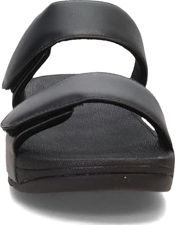 FitFlop Lulu Adjustable Leather Slides Women's Shoes All Black 2 : 5 M (B) - Image 5