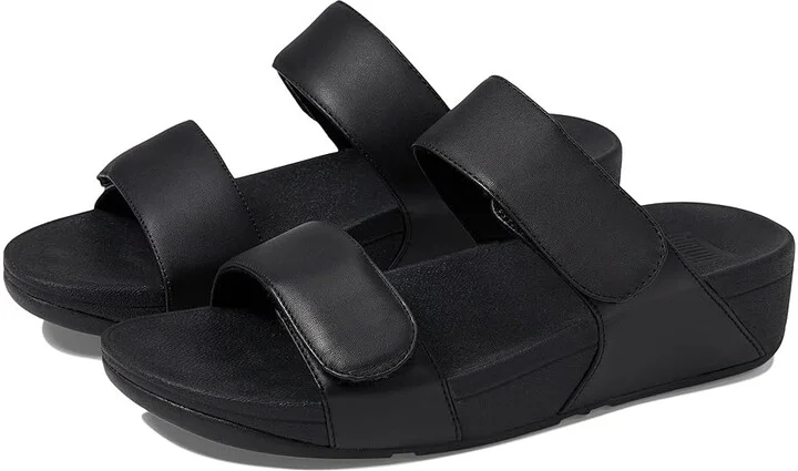 FitFlop Lulu Adjustable Leather Slides Women's Shoes All Black 2 : 5 M (B)