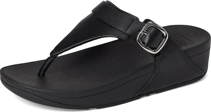 FitFlop Lulu Adjustable Leather Toe Post Sandals Women's Shoes All Black : 5 M (B) - Image 5