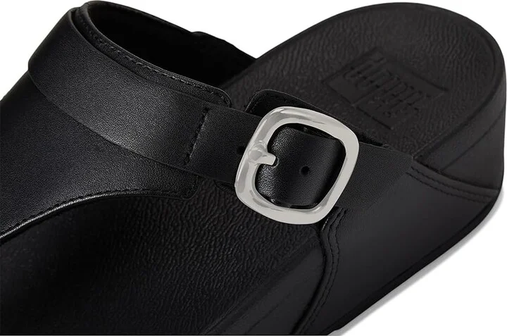 FitFlop Lulu Adjustable Leather Toe Post Sandals Women's Shoes All Black : 5 M (B) - Image 7