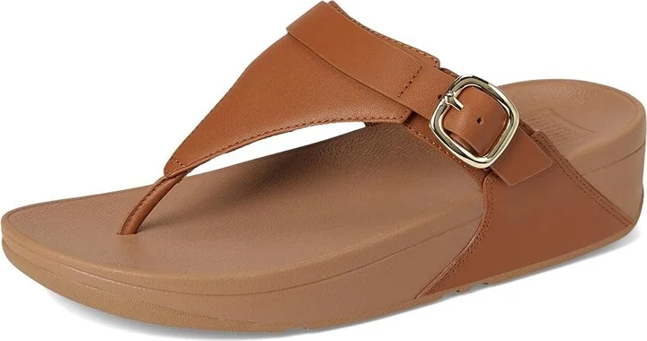 FitFlop Lulu Adjustable Leather Toe Post Sandals Women's Shoes Light Tan : 6 M (B) - Image 5