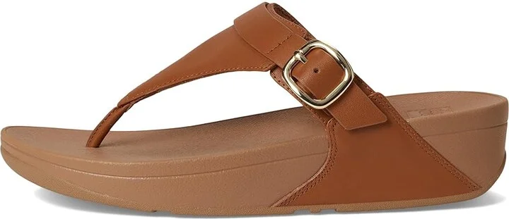 FitFlop Lulu Adjustable Leather Toe Post Sandals Women's Shoes Light Tan : 6 M (B) - Image 6