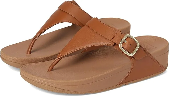 FitFlop Lulu Adjustable Leather Toe Post Sandals Women's Shoes Light Tan : 6 M (B)