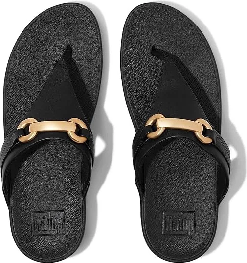 FitFlop Lulu Chunky-Snaffle Leather Toe-Post Sandals Women's Sandals Black : 9 M (B), Leather/Rubber - Image 2