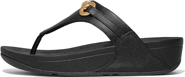 FitFlop Lulu Chunky-Snaffle Leather Toe-Post Sandals Women's Sandals Black : 9 M (B), Leather/Rubber - Image 5
