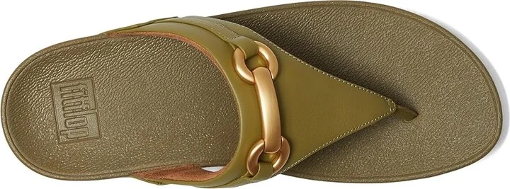 FitFlop Lulu Chunky-Snaffle Leather Toe-Post Sandals Women's Sandals Camo-green : 9 M (B), Leather/Rubber - Image 2