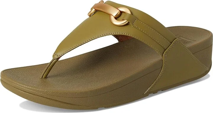 FitFlop Lulu Chunky-Snaffle Leather Toe-Post Sandals Women's Sandals Camo-green : 9 M (B), Leather/Rubber - Image 5