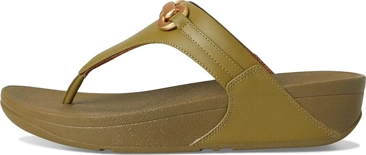 FitFlop Lulu Chunky-Snaffle Leather Toe-Post Sandals Women's Sandals Camo-green : 9 M (B), Leather/Rubber - Image 6