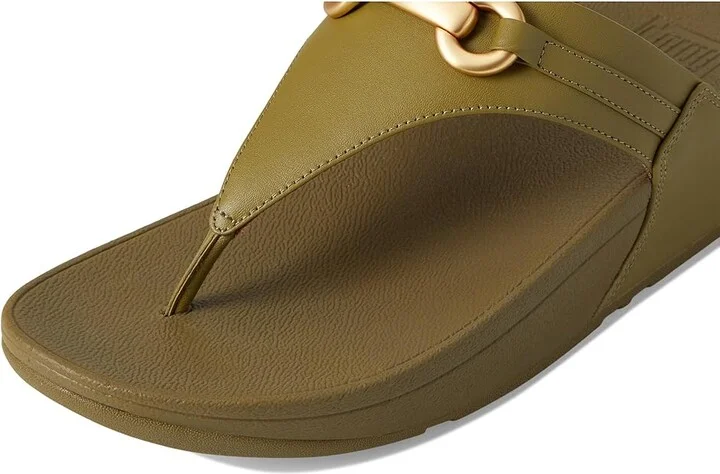 FitFlop Lulu Chunky-Snaffle Leather Toe-Post Sandals Women's Sandals Camo-green : 9 M (B), Leather/Rubber - Image 7