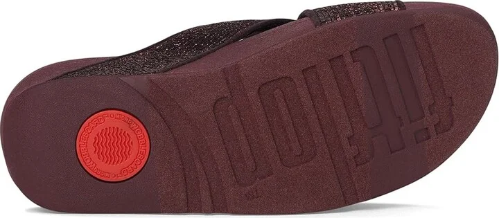 FitFlop Lulu Crinkled-shimmer Cross Slides Women's Wedge Shoes Metallic Plumberry : 9 M (B), Synthetic - Image 3
